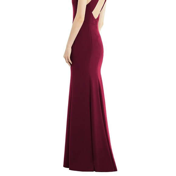 After Six 6827....Bow-Neck Open-Back Trumpet Gown....Cabernet...Size 10 - Picture 4 of 8